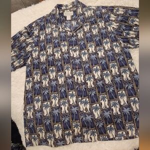 Bishop Street Hawaiian shirt Mens XL‎ Palm Trees Framed In Bamboo